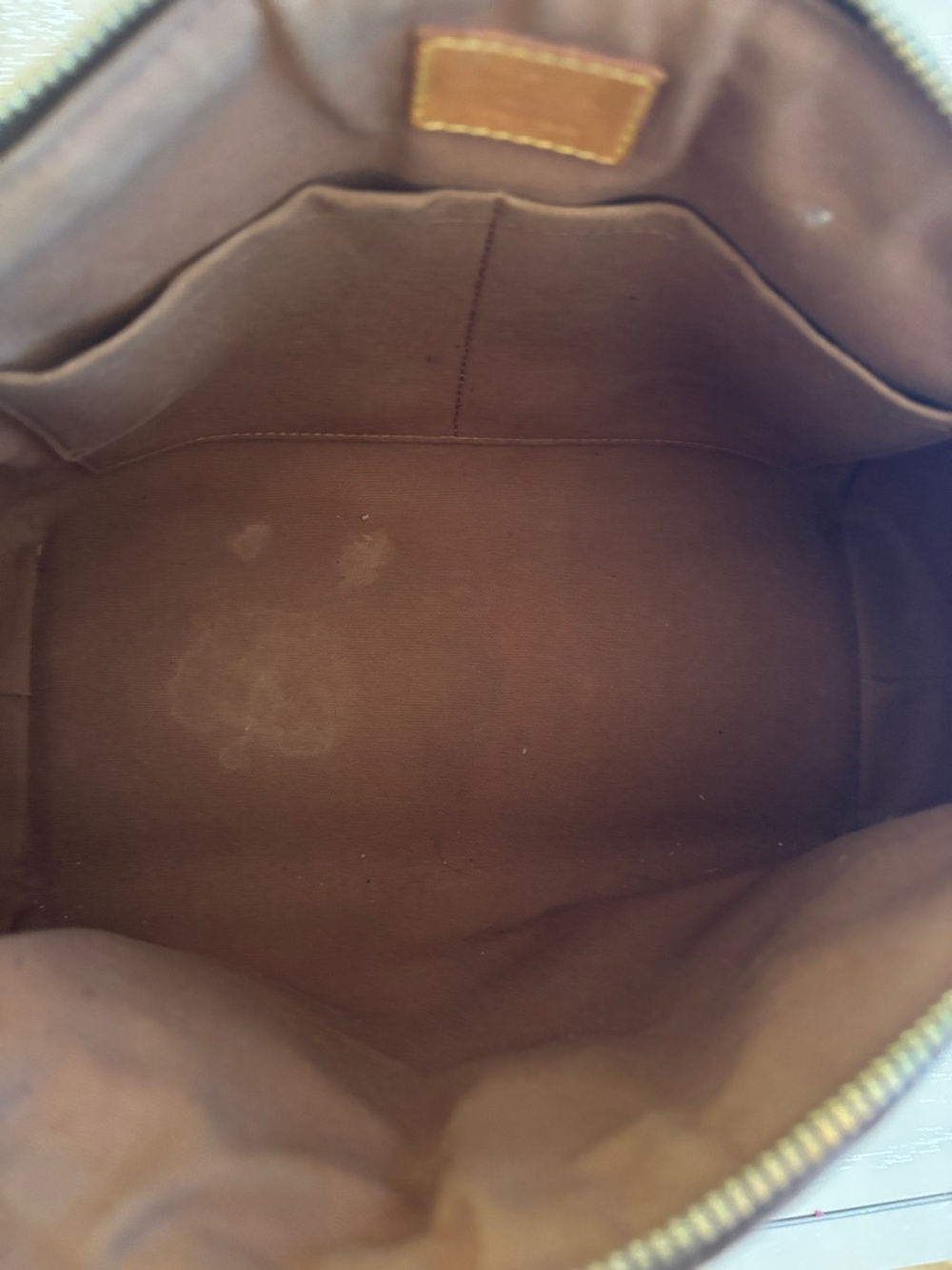 Louis Vuitton Monogram Canvas Handbag - Dark Brown with Tan Trim - Picture 3 of 4